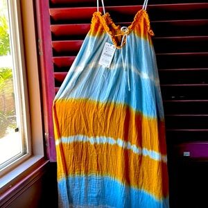 Zara Asymmetrical Dress in Blue and Brown